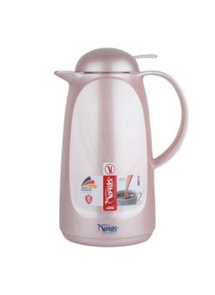 Valk -3 Vacuum Thermose With Push Cover Double Wall Glass With Push Cover 1.0 Liter  Wide Mouth With Anti-Leakage Cap Double Walled  Metallic Pink Color  - Image 2