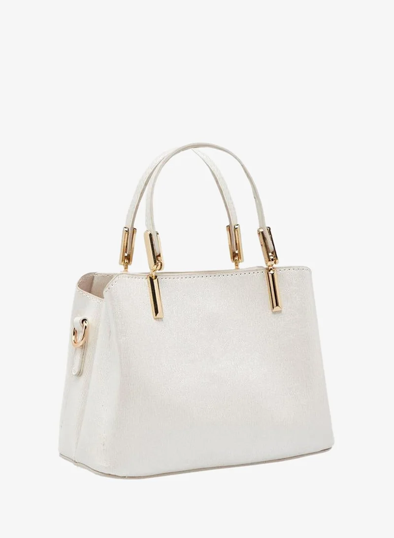 Flora Bella By Shoexpress CREAM Textured Tote Bag With Detachable Strap Ramadan Collection for Women | Best Price UAE