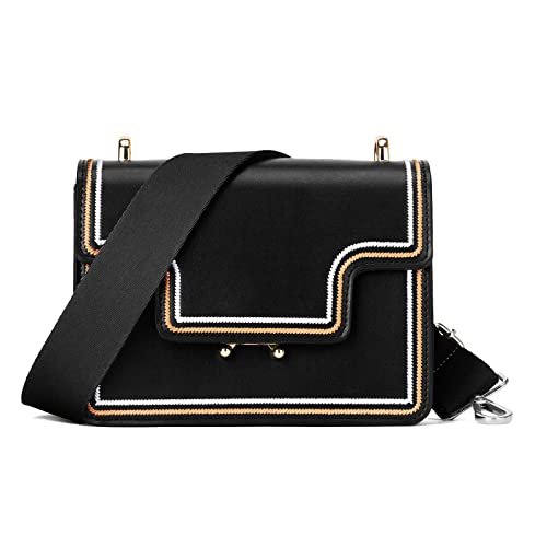 ZOOEASS Silvery Buckles Wide Shoulder Strap (Solid),Adjustable Replacement Belt Crossbody Canvas Bag Handbag (Black) - Image 4