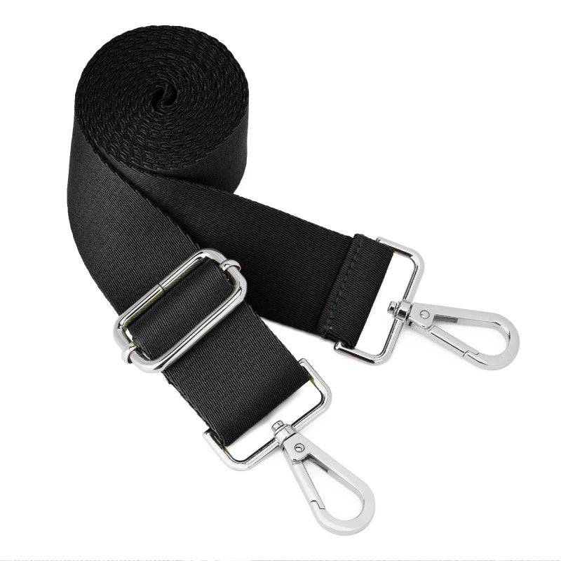 ZOOEASS Silvery Buckles Wide Shoulder Strap (Solid),Adjustable Replacement Belt Crossbody Canvas Bag Handbag (Black) - Image 5