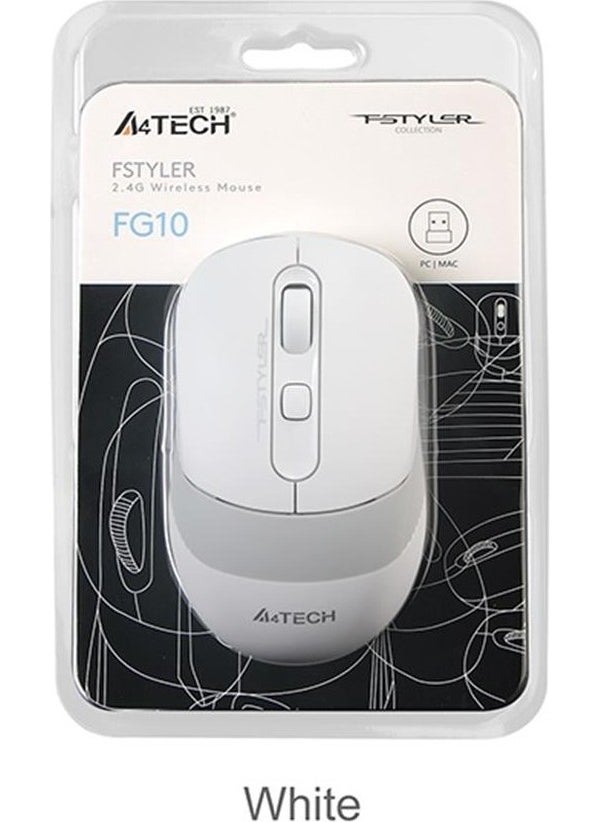 A4TECH FG10 Nano Receiver Wireless Optical 2000DPI Energy Saving Mouse - White  - Image 1