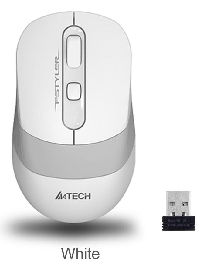 A4TECH FG10 Nano Receiver Wireless Optical 2000DPI Energy Saving Mouse - White  - Image 2
