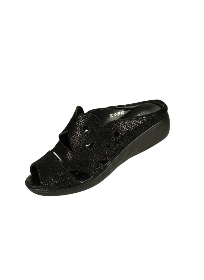Michelle Morgan 092-2725 Michelle Morgan Ladies Wedge Heel Sandals 2418-5 Black  - Image 2