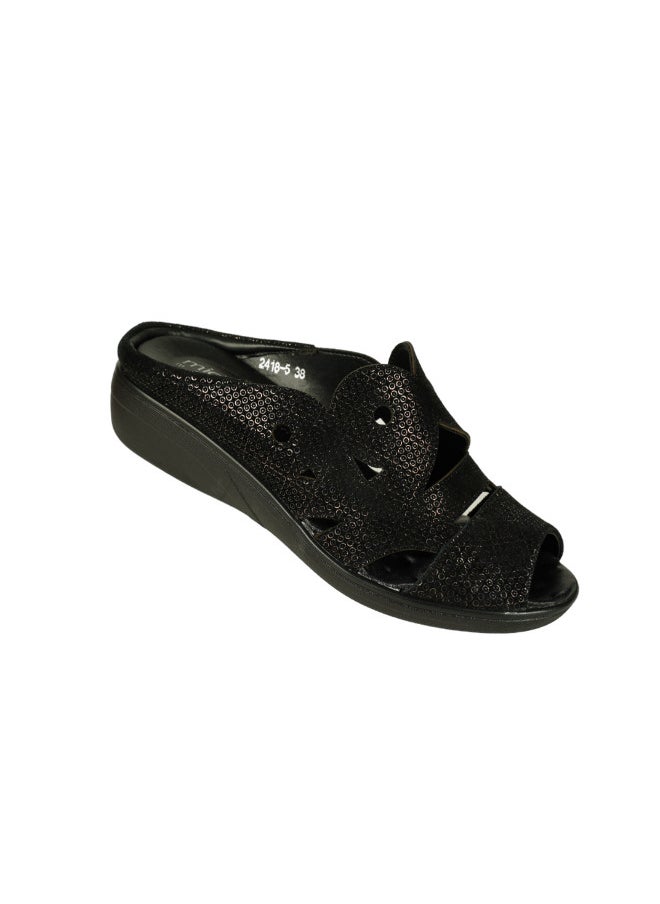 Michelle Morgan 092-2725 Michelle Morgan Ladies Wedge Heel Sandals 2418-5 Black  - Image 1