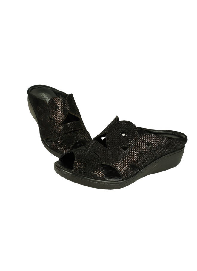 Michelle Morgan 092-2725 Michelle Morgan Ladies Wedge Heel Sandals 2418-5 Black  - Image 3