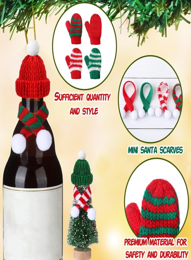 Liitrsh 80 Pcs Mini Christmas Knit Hat Scarf Gloves Set Mini Christmas Ornament Tiny Hat Santa Scarf Gloves(Classic Style) - Image 3