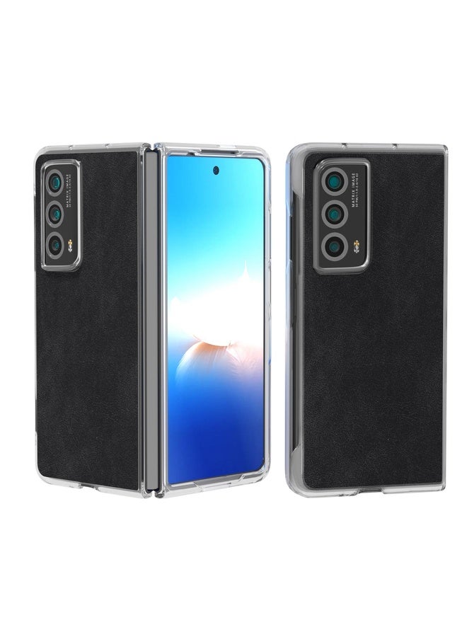 Case Cover For Honor Magic Vs2 PU Leather Transparent Edge Phone Case(Black)