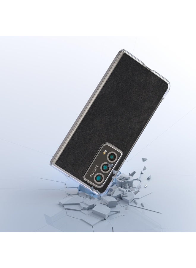 Case Cover For Honor Magic Vs2 PU Leather Transparent Edge Phone Case(Black)
