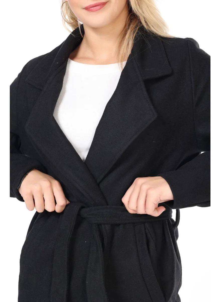 Bluence Women's Belted Winter Long Cashmere Coat