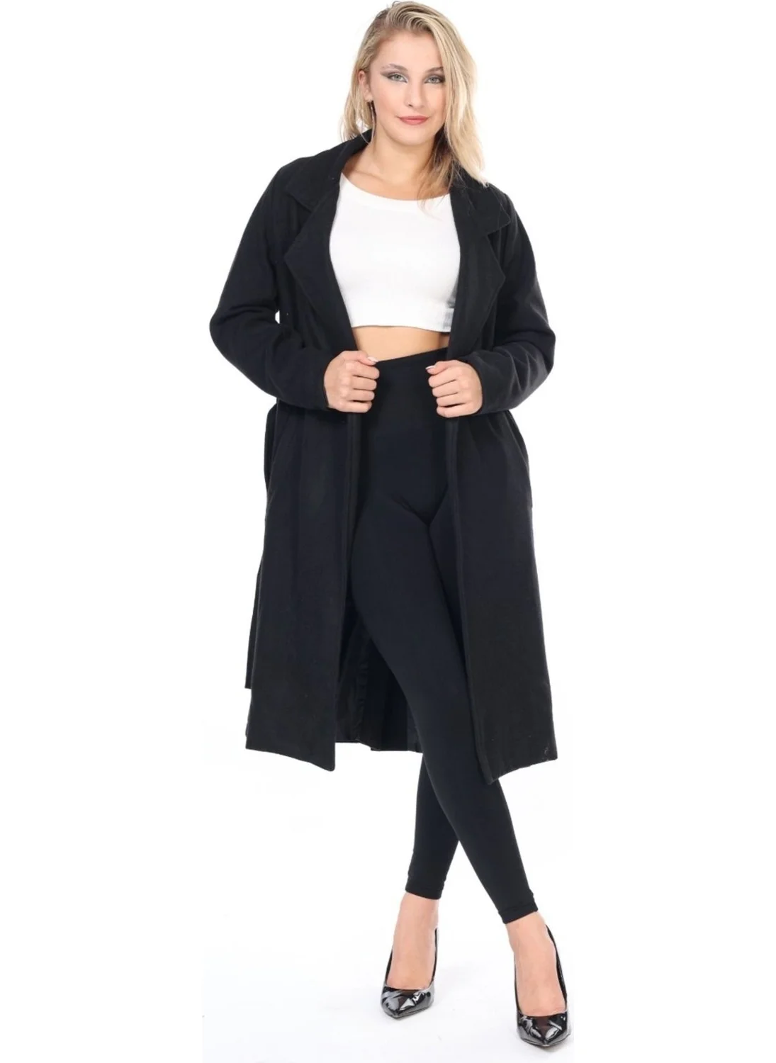 Bluence Women's Belted Winter Long Cashmere Coat