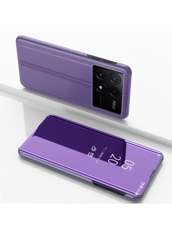 The Bros Case For Xiaomi Poco F6 Pro Plated Mirror Horizontal Flip Leather Phone Case with Holder