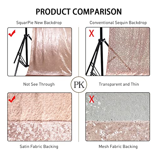 SquarePie Sequin Backdrop Non-Transparent Background Sparkly Curtain for Wedding Party 6FT x 8FT Rose Gold - Image 2