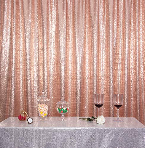 SquarePie Sequin Backdrop Non-Transparent Background Sparkly Curtain for Wedding Party 6FT x 8FT Rose Gold - Image 4