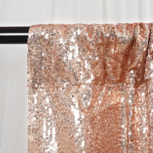 SquarePie Sequin Backdrop Non-Transparent Background Sparkly Curtain for Wedding Party 6FT x 8FT Rose Gold - Image 5