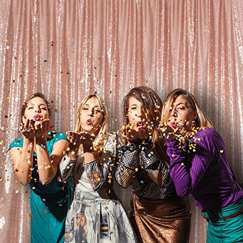 SquarePie Sequin Backdrop Non-Transparent Background Sparkly Curtain for Wedding Party 6FT x 8FT Rose Gold - Image 3