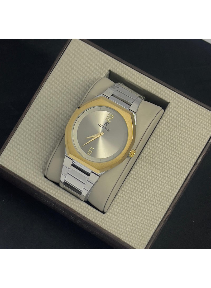 ريفولي ساعة يد للرجال من الستانلس ستيل بعرض انالوج وحركة كوارتز ، سهلة القراءة بتصميم عصري مقاوم للماء، ساعة يد كلاسيكية فاخرة . - Image 1