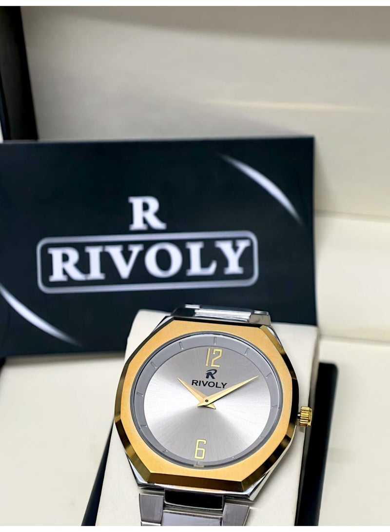 ريفولي ساعة يد للرجال من الستانلس ستيل بعرض انالوج وحركة كوارتز ، سهلة القراءة بتصميم عصري مقاوم للماء، ساعة يد كلاسيكية فاخرة . - Image 2