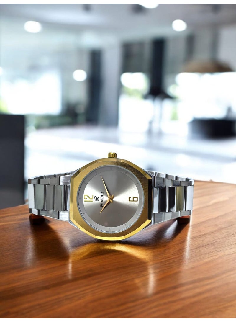 ريفولي ساعة يد للرجال من الستانلس ستيل بعرض انالوج وحركة كوارتز ، سهلة القراءة بتصميم عصري مقاوم للماء، ساعة يد كلاسيكية فاخرة . - Image 3