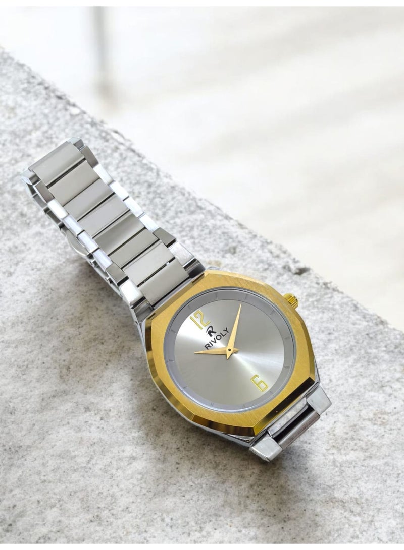 ريفولي ساعة يد للرجال من الستانلس ستيل بعرض انالوج وحركة كوارتز ، سهلة القراءة بتصميم عصري مقاوم للماء، ساعة يد كلاسيكية فاخرة . - Image 4