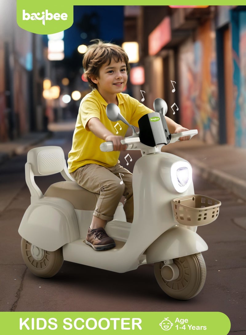 بيبي دراجة بايبي لولا تعمل بالبطارية للأطفال، لعبة ركوب الدراجة سكوتر مع الضوء والموسيقى والتخزين، دراجة أطفال قابلة لإعادة الشحن، دراجة كهربائية للأطفال للقيادة من 1 إلى 4 سنوات، صبي فتاة بيضاء - Image 1