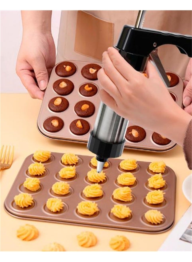 هومستر كوكي الصحافة بندقية مجموعة، الفولاذ المقاوم للصدأ تجليد ديكور الصحافة بندقية مجموعة مع 13 أقراص و 8 تجليد نصائح، صانع البسكويت والديكور - Image 2