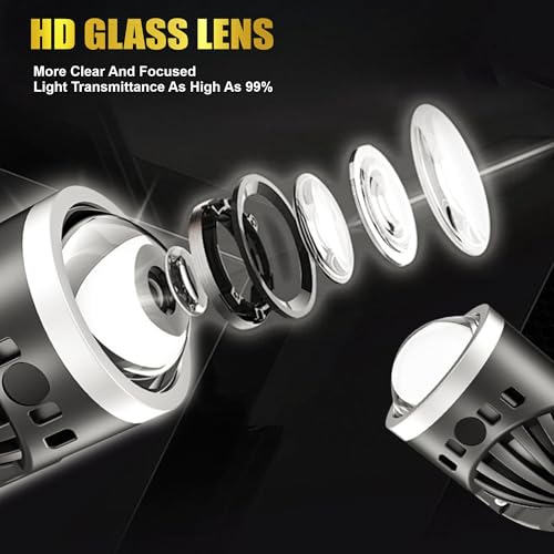 Audio Wheels 2" Universal LED Projector Fog Lamp - 120W | White-6000K | 15,000LM Projector Light with Blue Lens | 12V/24V Car Driving Lamp for Vehicle Modification - Image 5