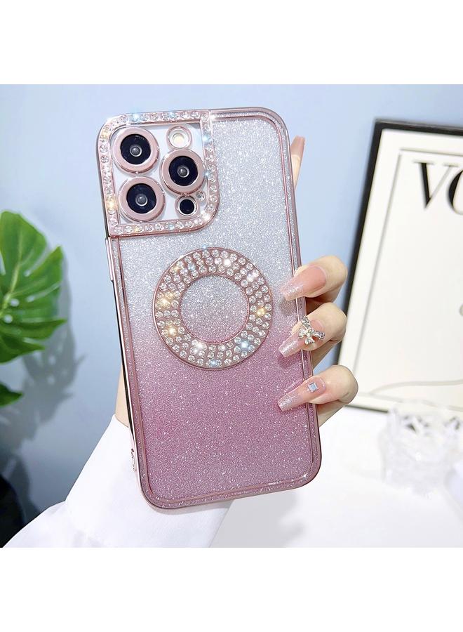 زبون جراب لهاتف iPhone 11 Pro، جراب هاتف مطلي بالكهرباء، متدرج الألوان، لامع، مرصع بالألماس - Image 1