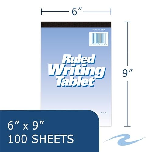 Roaring Spring 6"x9" Writing Tablet, 100 Sheets 15# White Paper, Wide Ruled, Heavy Back Board, Top Edge Bound - Image 2