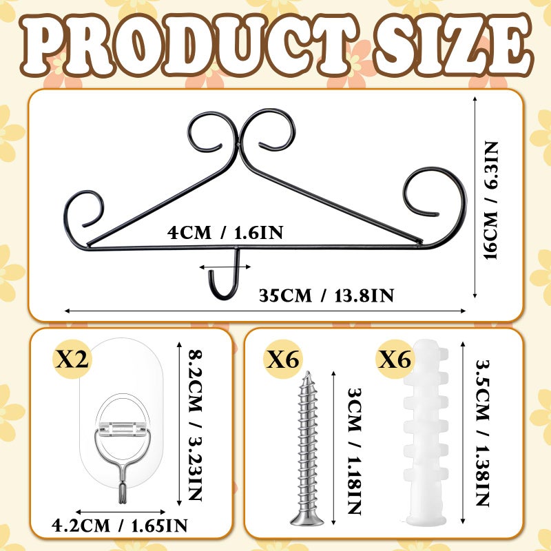 Otoolling Calendar Hanger for Wall 13.8 Inch Metal Wire Scroll Black Calendar Frame with Six Expansion Screws and Transparent Adhesive Hooks Frame for Classroom Home Office Wall(Line) - Image 3