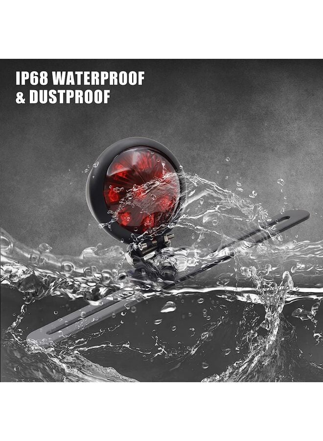 مصابيح فرامل/مصابيح خلفية دائرية حمراء للدراجات النارية مع حامل AL، مصباح خلفي عالمي للدراجات النارية والسكوتر 12 فولت - Image 2