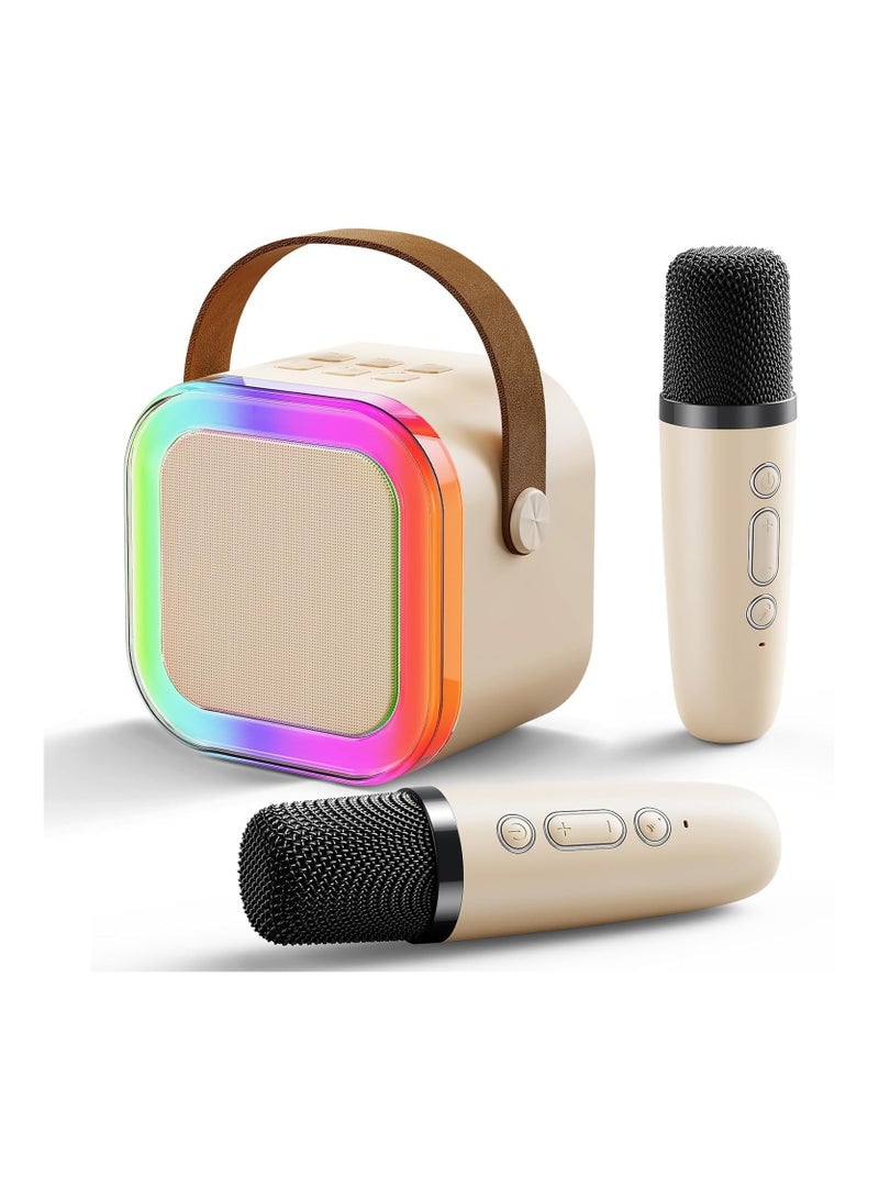 Portable Karaoke Machine with 2 Wireless Microphone, Mini Bluetooth Speaker Microphone,Gifts for Kids Age 4-12,Boys,Girls,Adults,Party, Home KTV,Outdoor,Travel