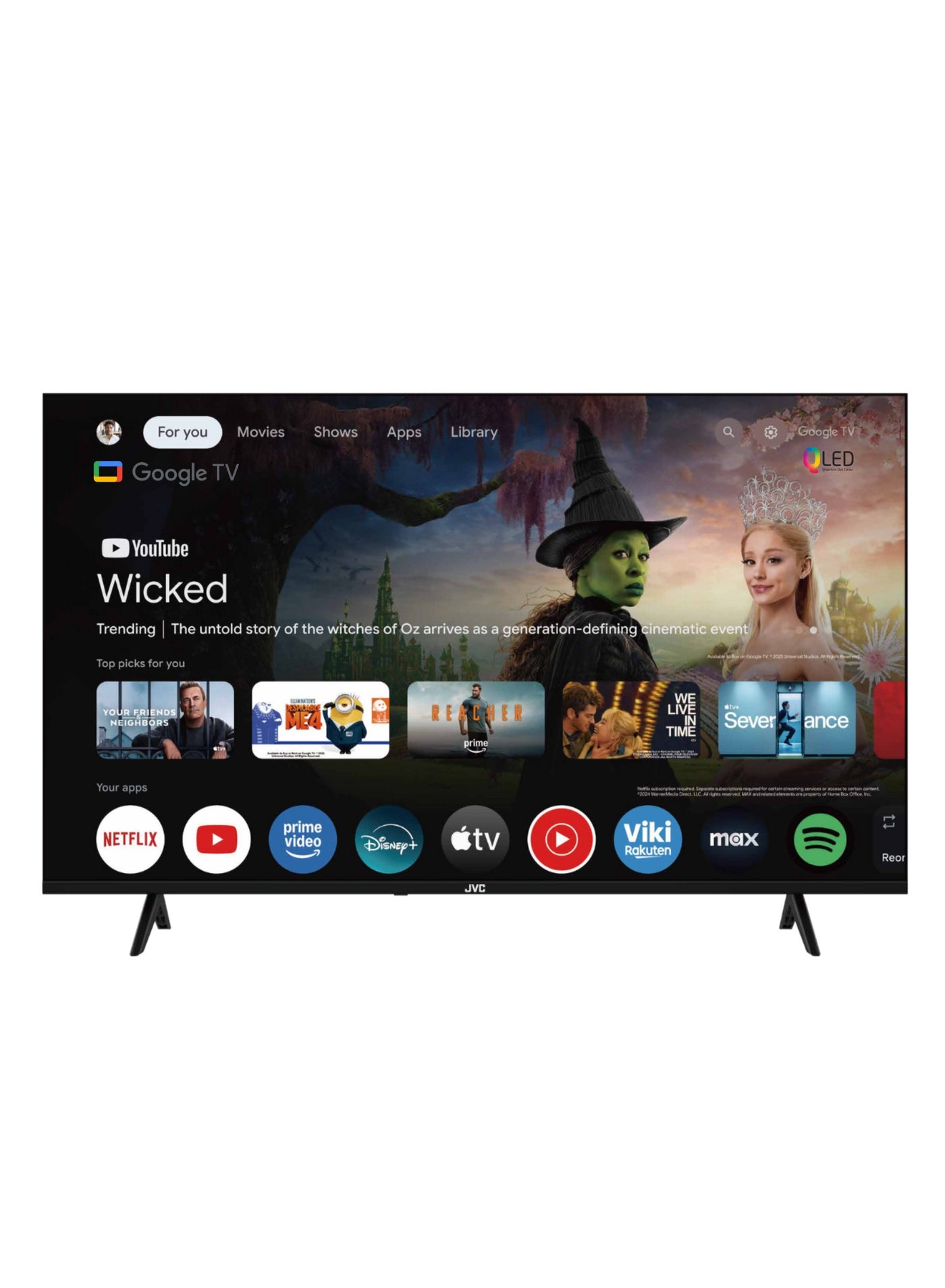 JVC 70 Inch QLED 4K UHD Google Smart TV | Edgeless Design | Dolby Vision & Dolby Atmos | Chromecast Built-in | Bluetooth | Google Assistant Voice Remote | Quad-Core Processor LT-70NQ7165 black