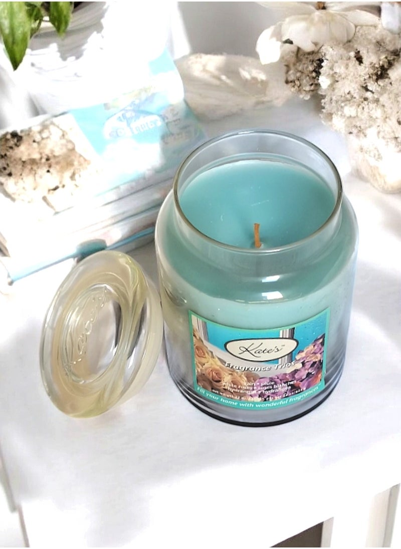 Kate's Craft Store Jar Candle with Lid 3 Scents ( Rain / Hydrangea / White Roses ) 623 g  - Image 3