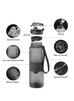 TYCOM Water Bottle 1L Leak Proof Drink Bottle BPA Free Material Gym Bottle with Protein Shaker Flip Top Lid Removable Strainer for Fitness Cycling Gym Camping Outdoor Sports Black  - Image 2
