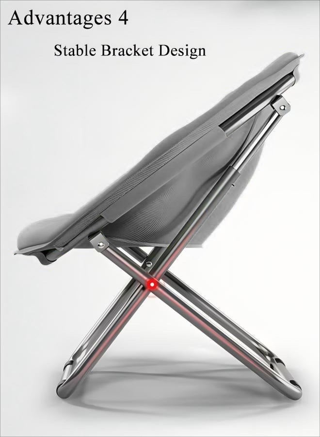 Generic Reclining Chair Lazy Chair Folding Chair Living Room Recliners Lazy Couch Folding Recliner Leisure Chair Portable Lounge Chair  Folding Lazy Sleeping Chair Grey  - Image 4