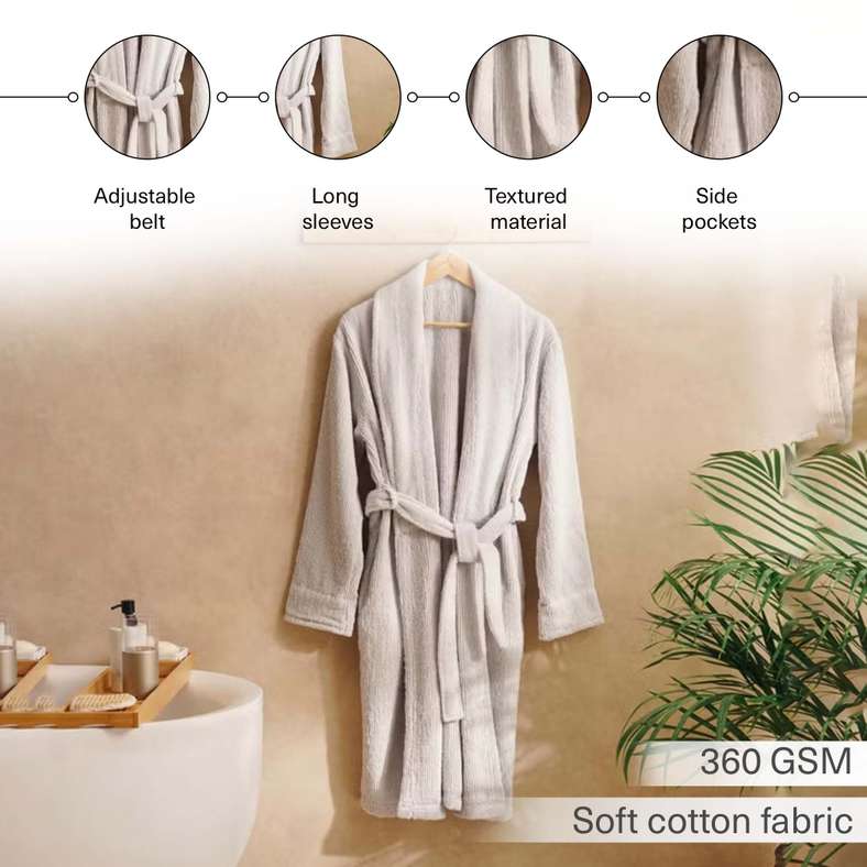 Pan Home Microcotton Bathrobe for Women - Silver Mist