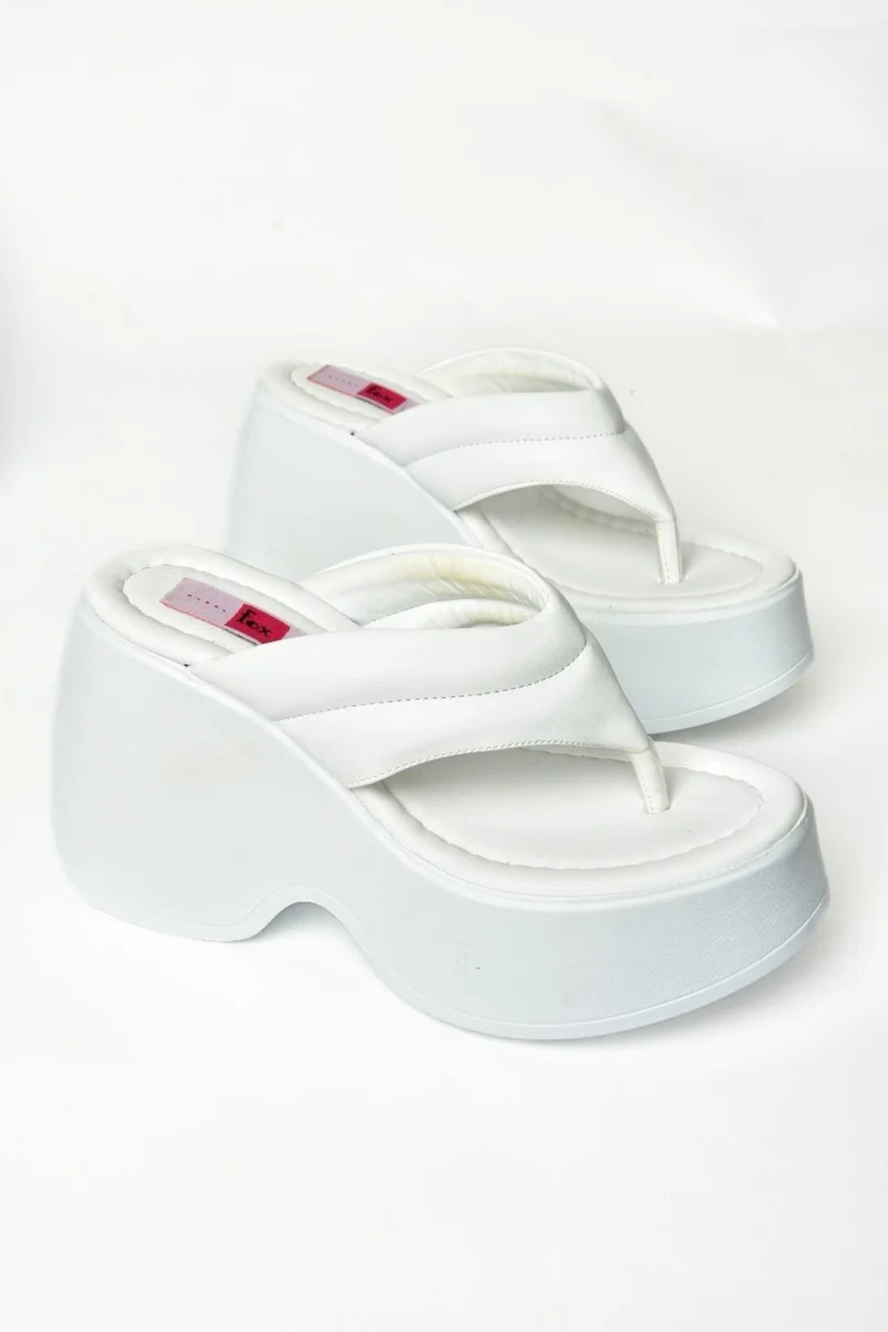 Fox Shoes S973401709 White Wedge Sole Women's Flip Flops