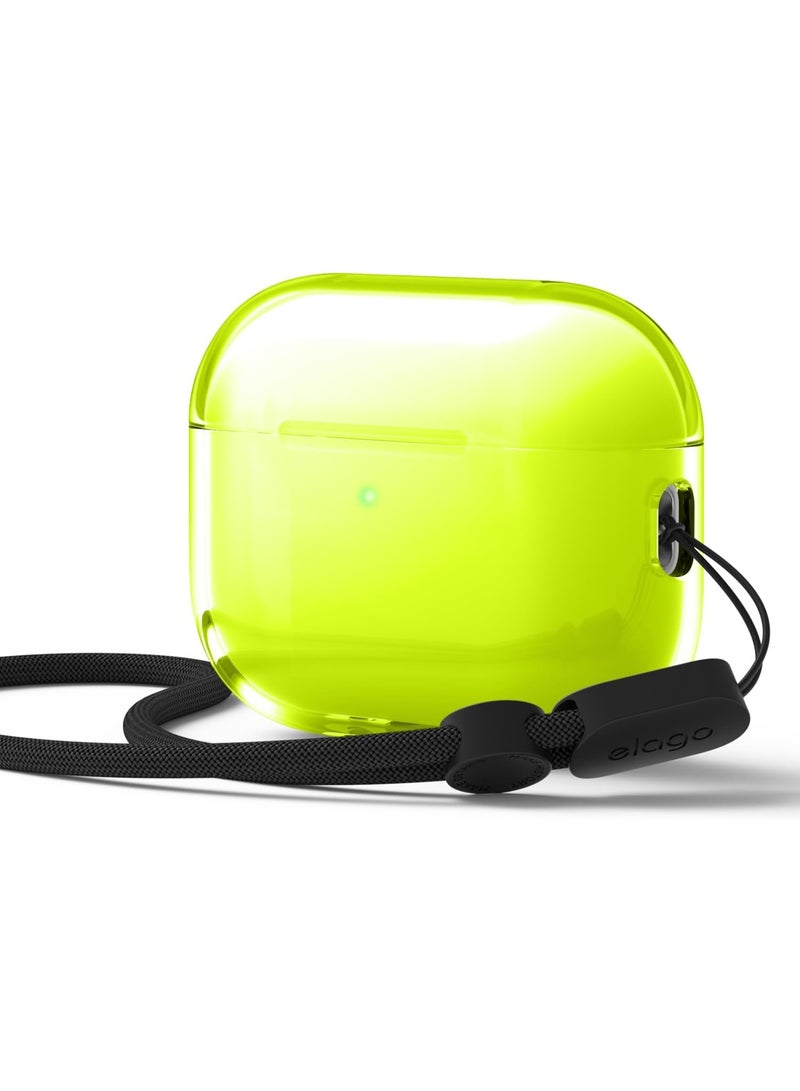 Elago Clear designed for AirPods Pro 3 (2025) case cover with Strap - Neon Yellow - Image 1
