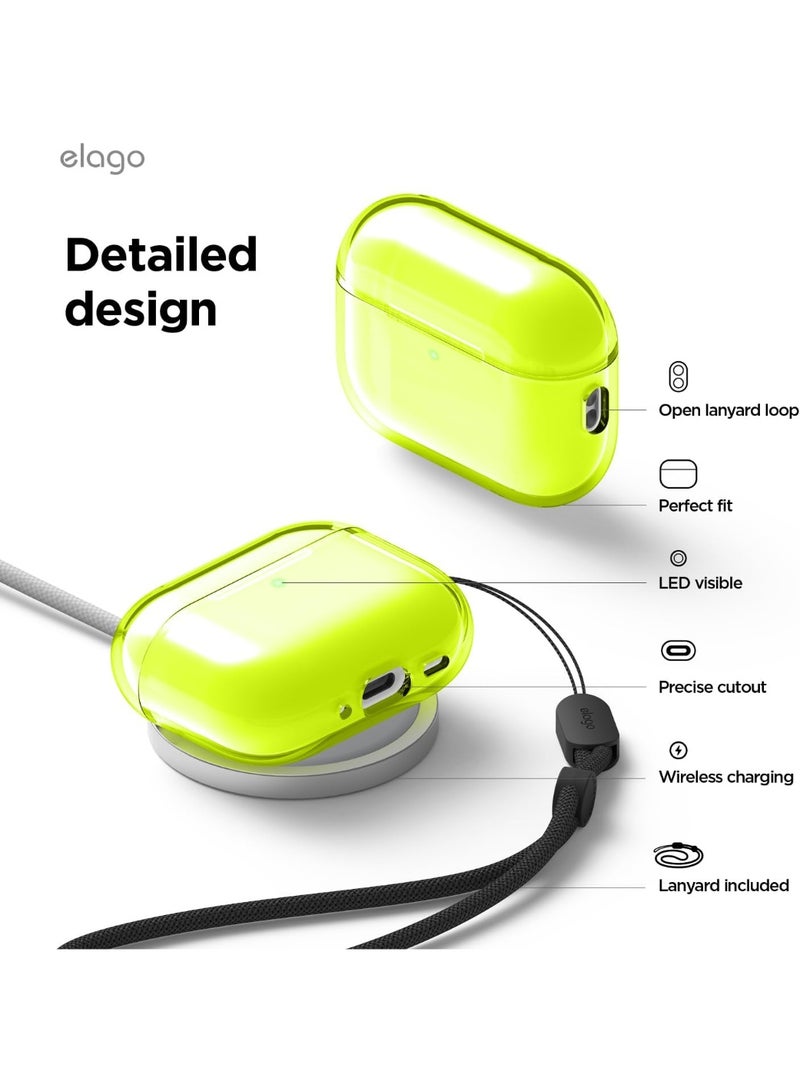 Elago Clear designed for AirPods Pro 3 (2025) case cover with Strap - Neon Yellow - Image 5