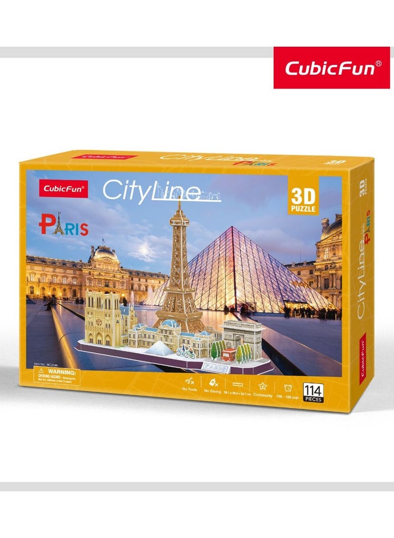CubicFun 3D Puzzles City Line Paris 114 Pieces | Building Kit | For Adults and Children - Image 1