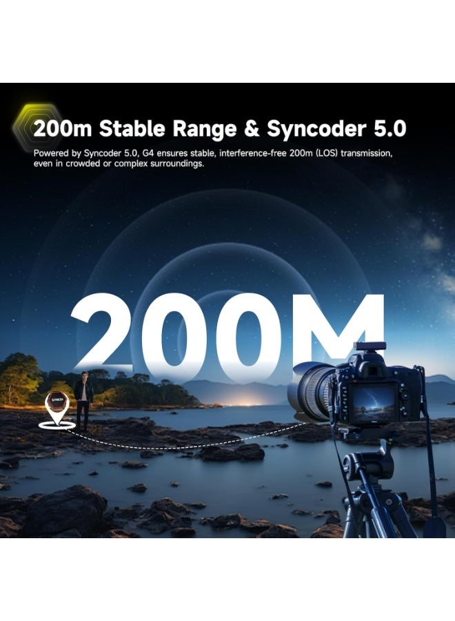 SYNCO G4 Wireless Lavalier Microphone System 2.4G, 200M Range, Noise Cancellation, Magnetic Clip Mini Mic with Portable Charging Case for Vlog, YouTube, Streaming, Podcast, DSLR, Smartphone - Image 3
