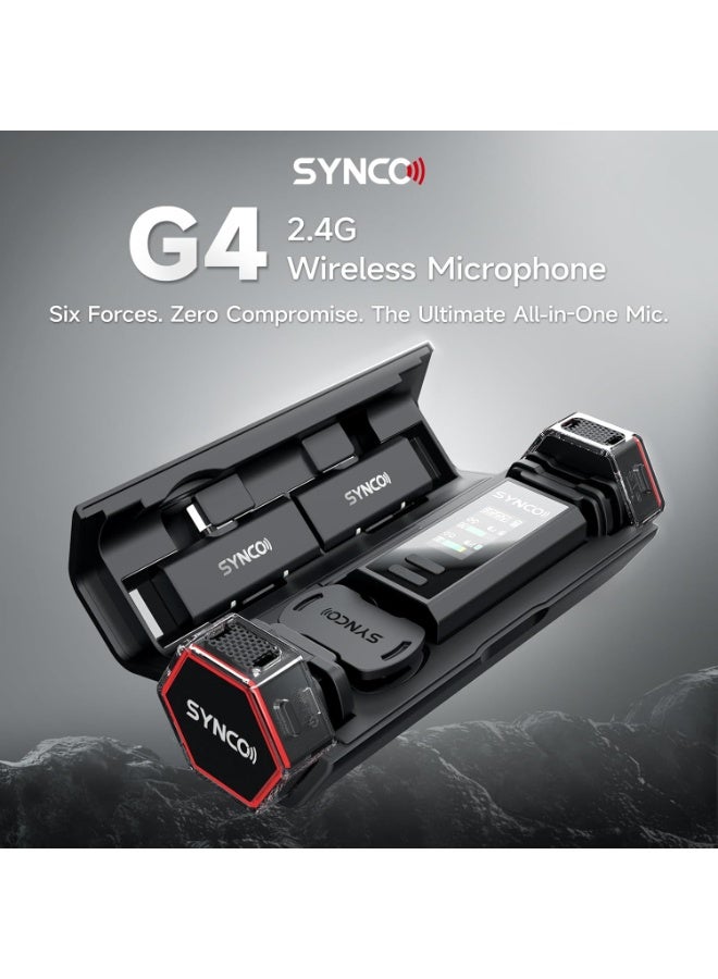 SYNCO G4 Wireless Lavalier Microphone System 2.4G, 200M Range, Noise Cancellation, Magnetic Clip Mini Mic with Portable Charging Case for Vlog, YouTube, Streaming, Podcast, DSLR, Smartphone - Image 2