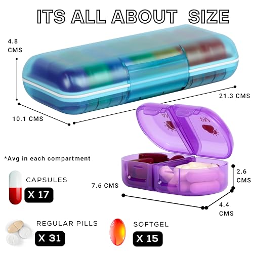 POPCUBE Premium Medicine Organizer Box 2 times a day with Detachable Compartments-Pill Organizer Box for Travel, storing medicines, pills, supplements (Multicolor) - Image 2