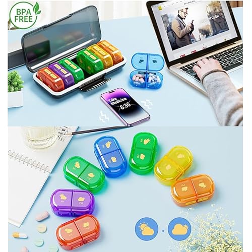 POPCUBE Premium Medicine Organizer Box 2 times a day with Detachable Compartments-Pill Organizer Box for Travel, storing medicines, pills, supplements (Multicolor) - Image 5