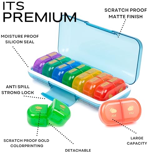 POPCUBE Premium Medicine Organizer Box 2 times a day with Detachable Compartments-Pill Organizer Box for Travel, storing medicines, pills, supplements (Multicolor) - Image 3