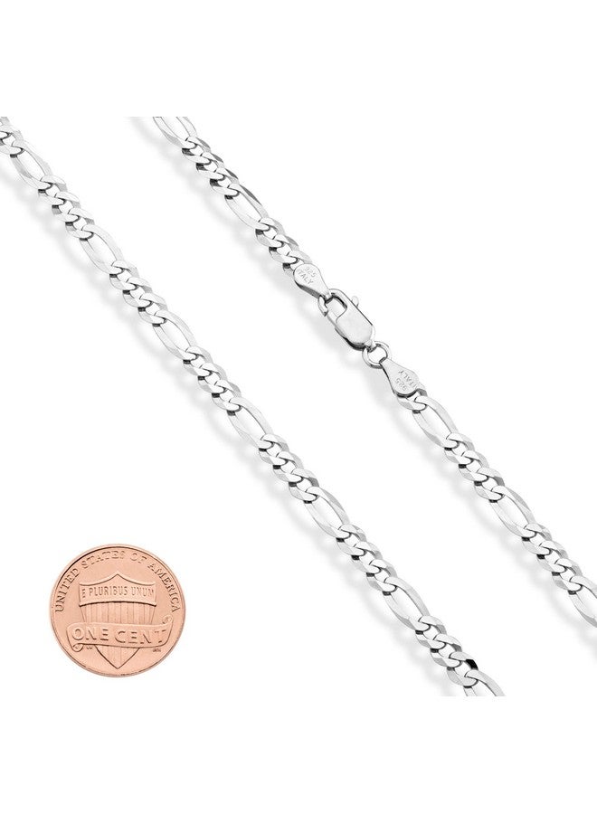 Miabella Solid 925 Sterling Silver Italian 5mm Diamond-Cut Figaro Chain Bracelet for Women Men, Made in Italy (Length 7.5 Inches) - Image 2