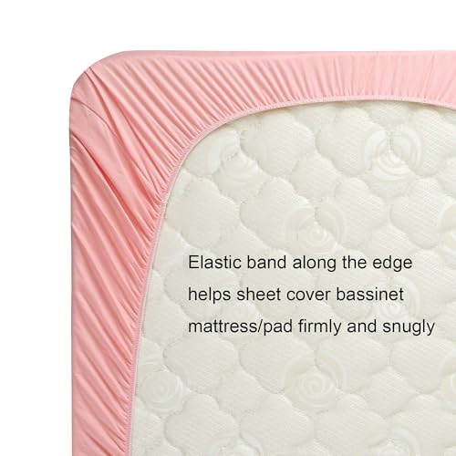 Onacosht Stretchy Bassinet Sheets 33" x 19" Compatible with Mika Micky, KoolaBaby (3 in 1), BabyBond, HARPPA and RICUTON Bedside Bassinet, 3 Pack for Baby Boy and Girl, Pink Floral - Image 4