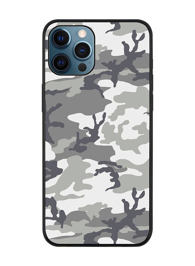 Stylizedd Rugged Black edge case for Apple iPhone 12 Pro Slim fit Soft Case Flexible Rubber Edges Anti Drop TPU Gel Thin Cover - Artic Camo - Image 1
