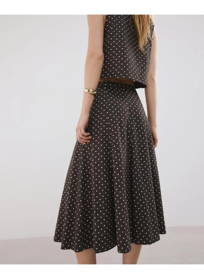 مانجو Linen polka dot skirt