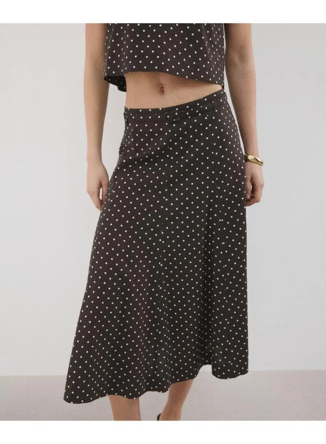مانجو Linen polka dot skirt